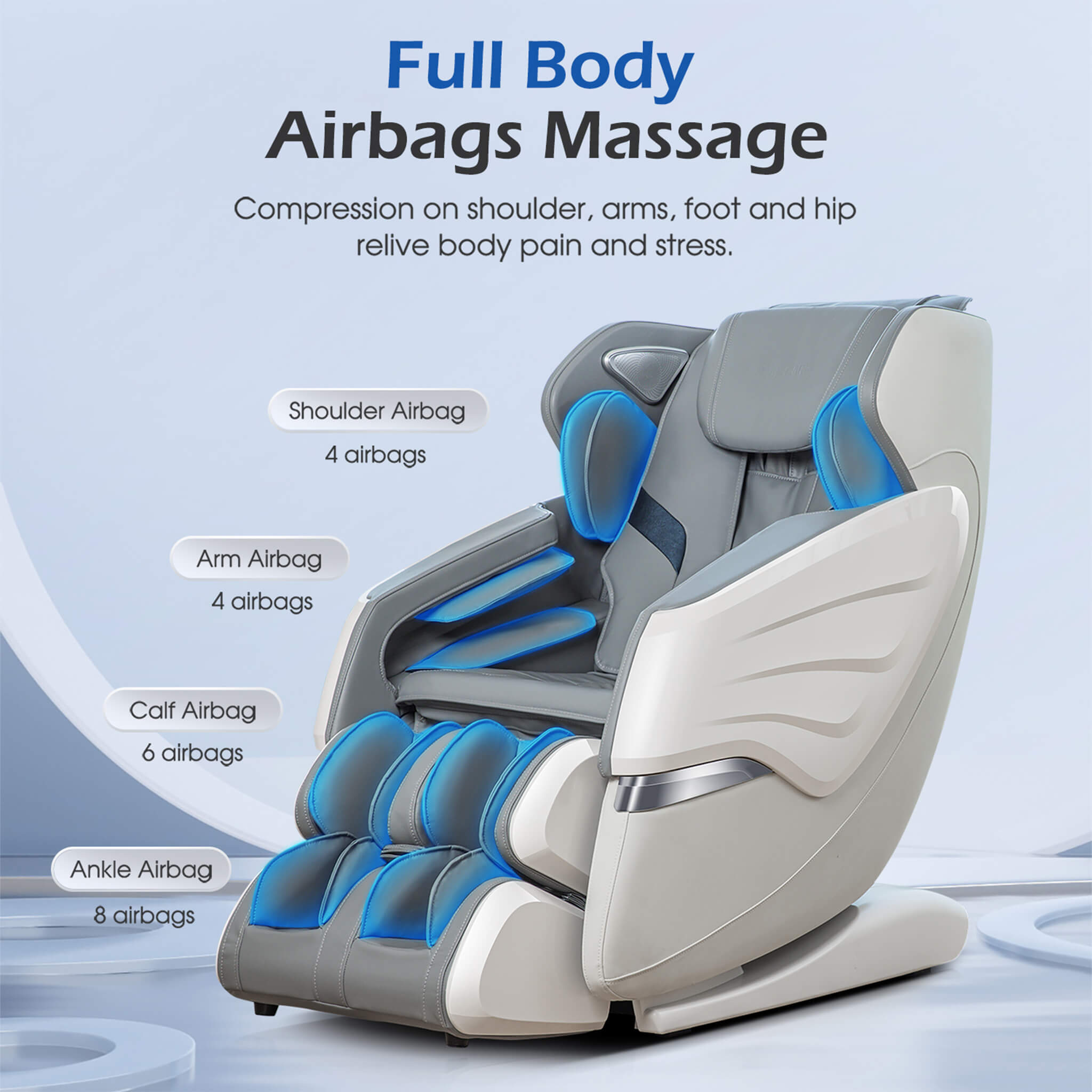 Bosscare Zero-Gravity Massage Chair With Voice and App Control, Gray