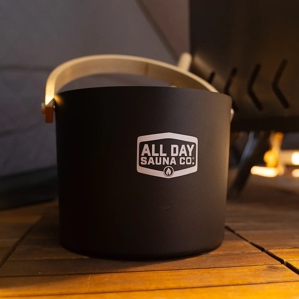 Sauna Premium Metal & Wood Water Bucket & Ladle