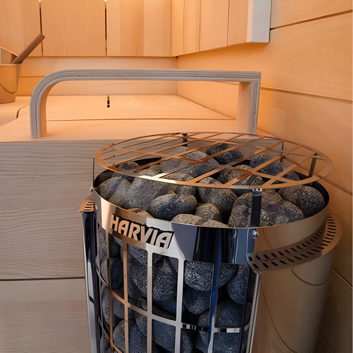 Harvia Cilindro Modern Steel Pillar Style Sauna Heater W/ Sauna Stones [PC60/80/90]