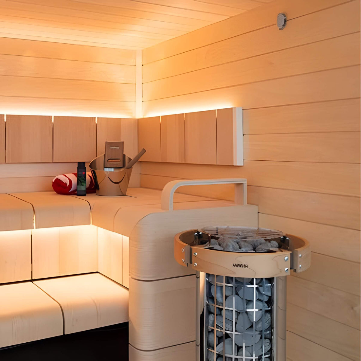 Harvia Cilindro Modern Steel Pillar Style Sauna Heater W/ Sauna Stones [PC60/80/90]