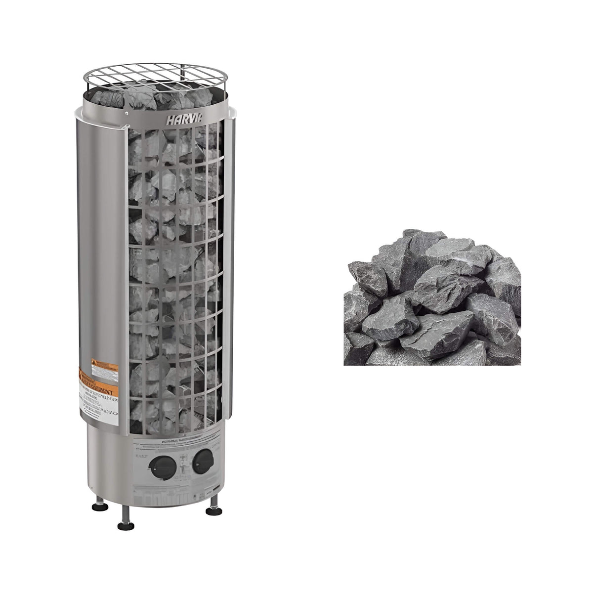 Harvia Cilindro Modern Steel Pillar Style Sauna Heater W/ Sauna Stones [PC60/80/90]