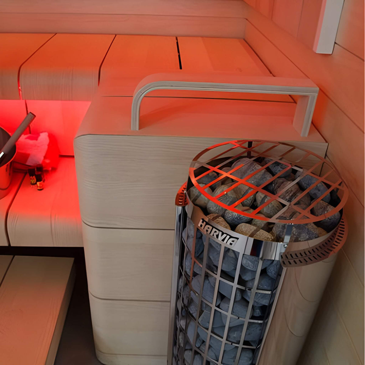 Harvia Cilindro UL Certified Electric Sauna Heater With Xenio CX45 Digital Control Panel & Sauna Stones [PC60/80/90/110E]