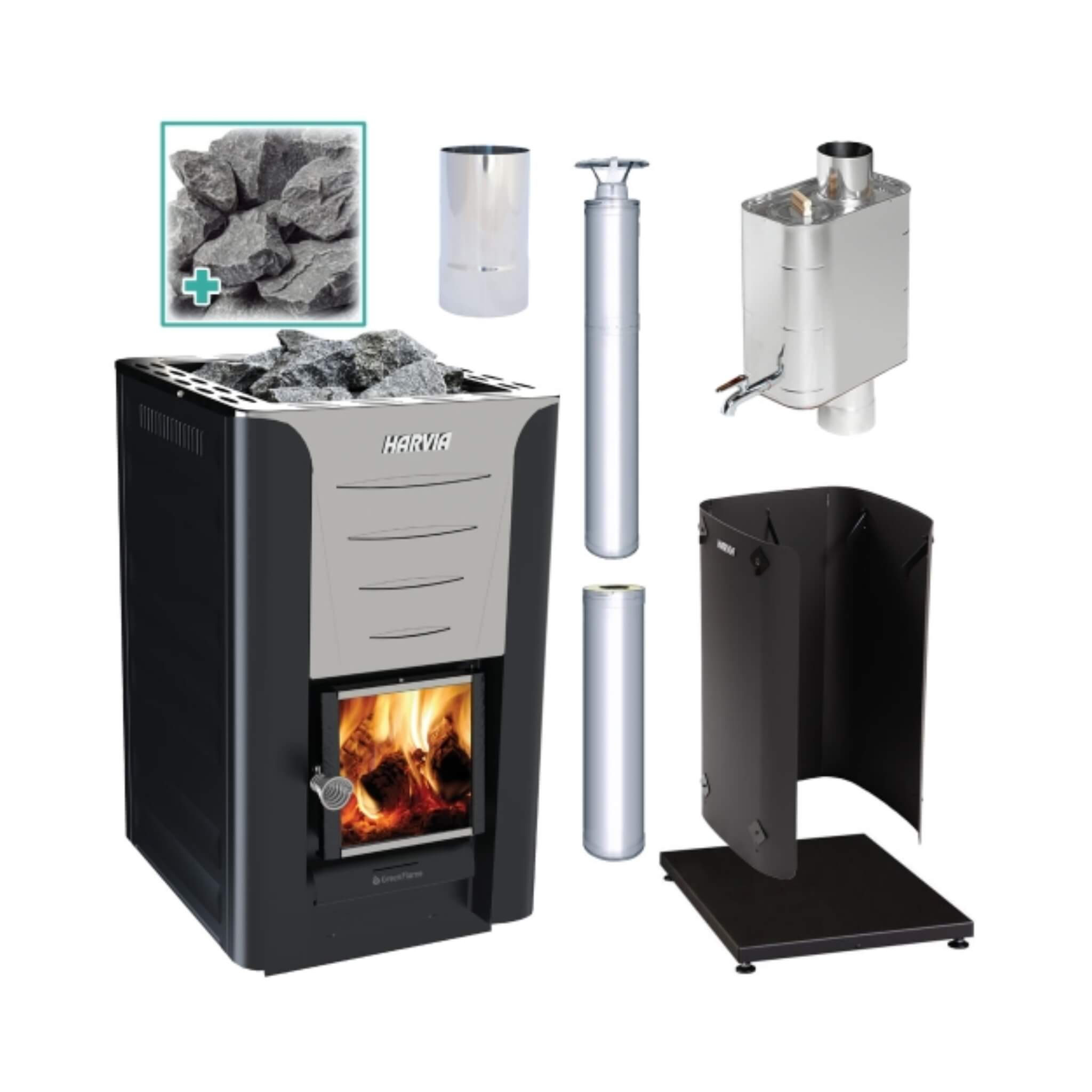 Harvia Pro 20 WH 24 kW Wood-Burning Sauna Stove Package
