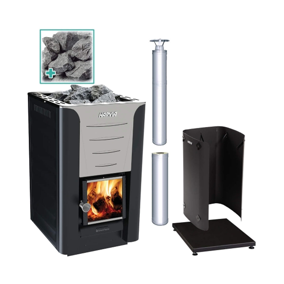 Harvia Pro 20 Wood-Burning Sauna Stove Package