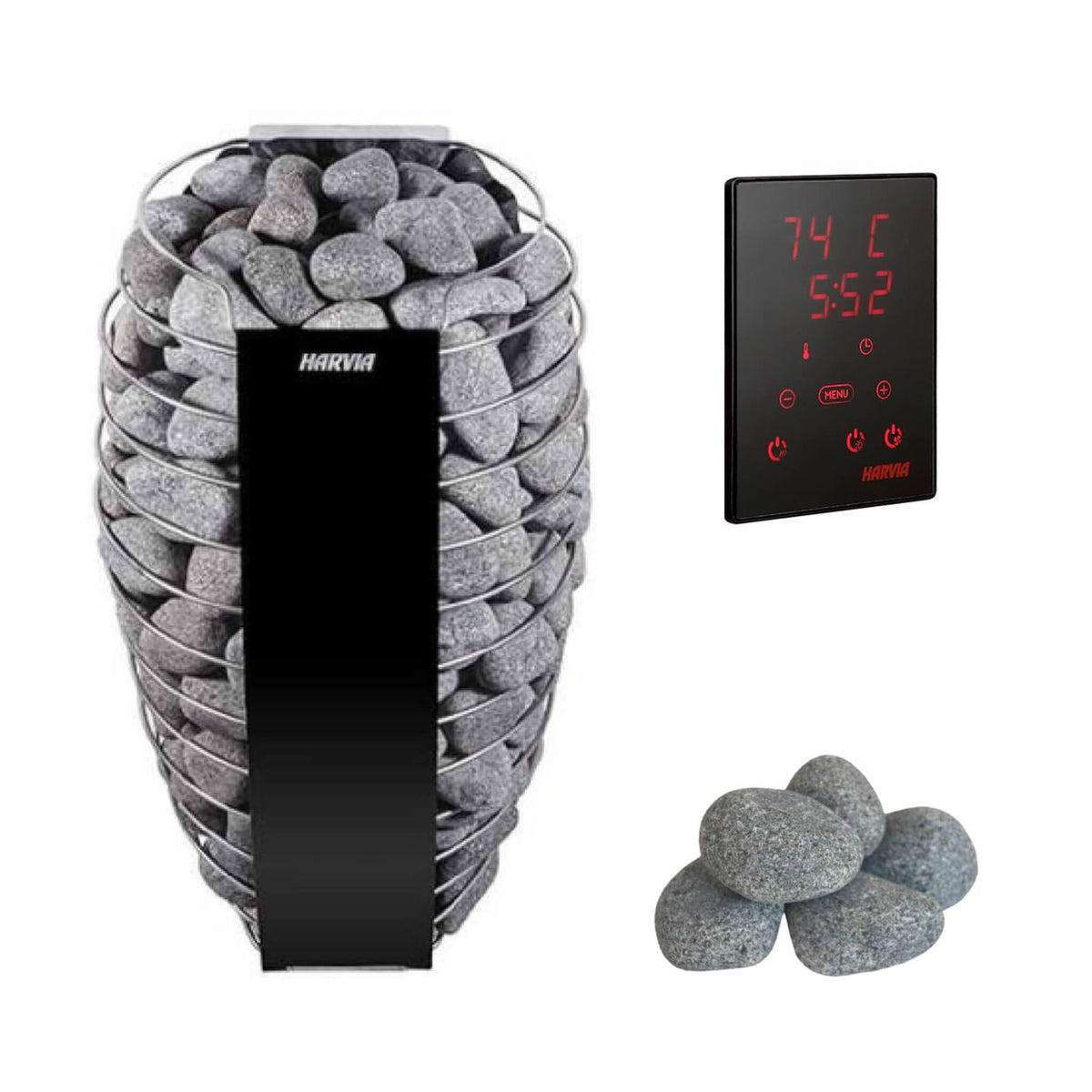 Harvia Spirit UL Certified Electric Sauna Heater With Digital Xenio Control Panel, WiFi Remote Control And Stones [SP60/80E]