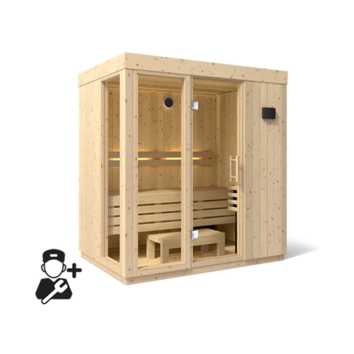 Kohler C1 Indoor Scandinavian Spruce Sauna Kit
