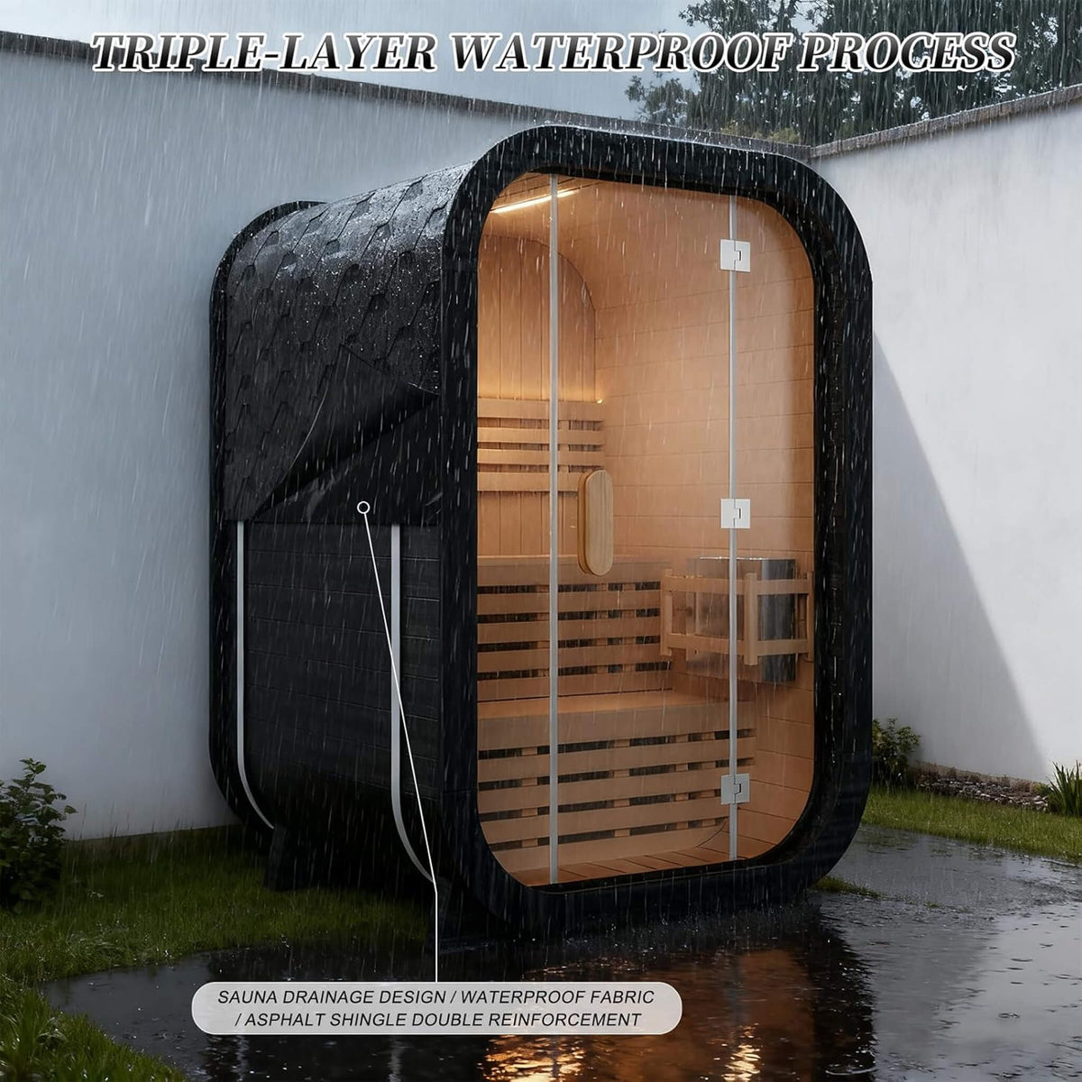 Thermora Lund 2-Person Outdoor Cube Sauna With 4.5 kW Heater