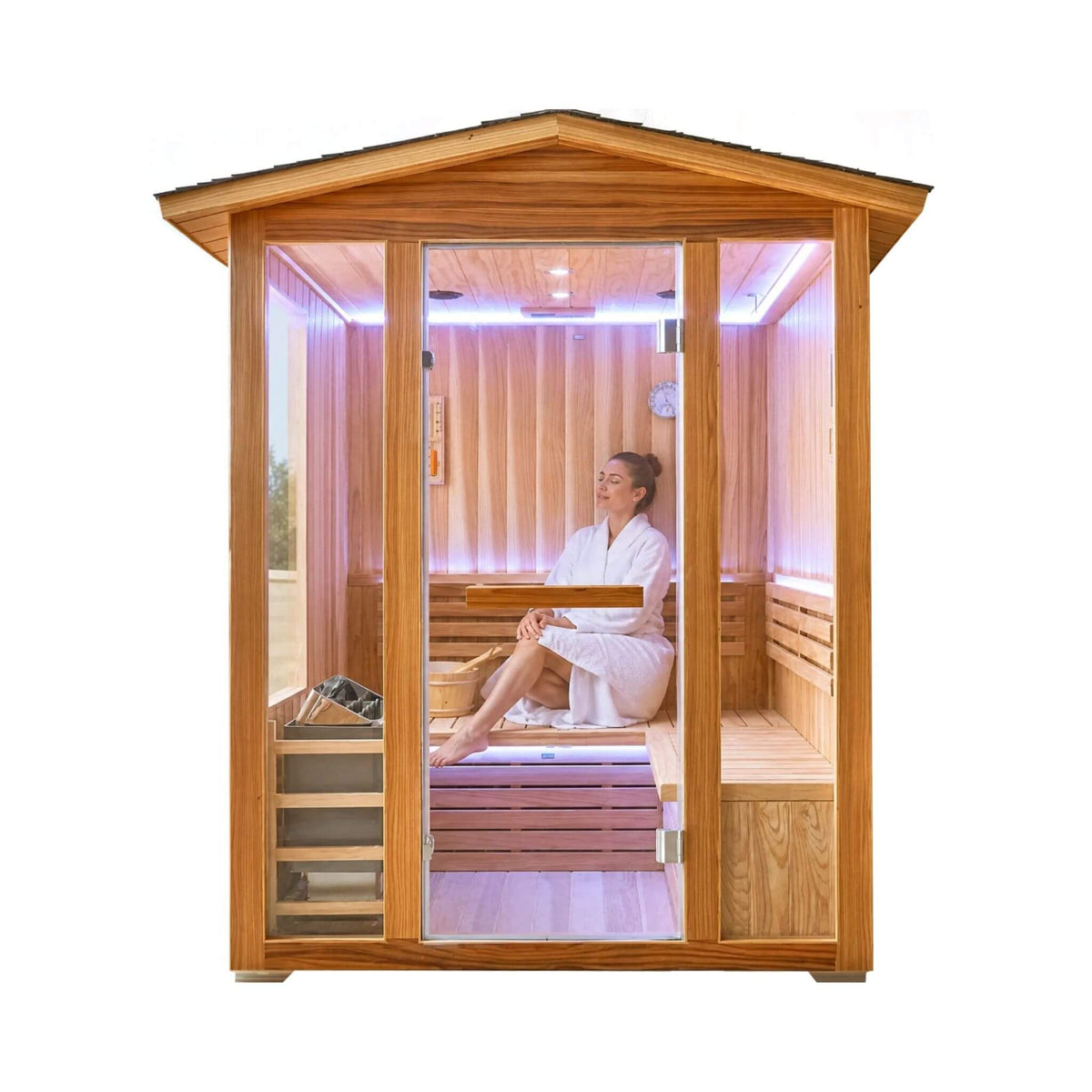 4-Person Outdoor Traditional Steam Sauna – 6 kW Electric Heater & Japanese Wood Construction