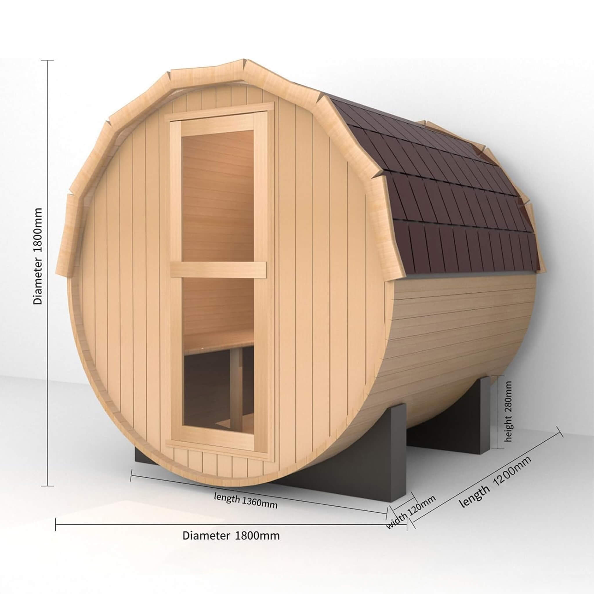 Thermora Haven Outdoor Barrel Sauna With 4.5 kW Heater