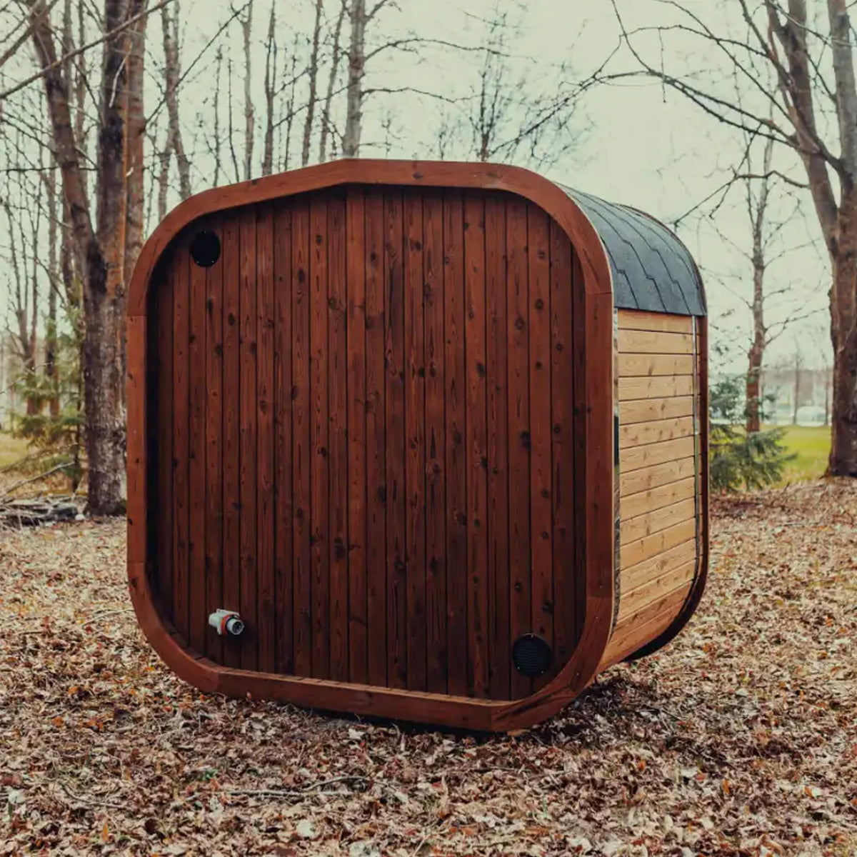 Premium 3-Person Outdoor Scandinavian ThermoWood Cube Sauna Kit
