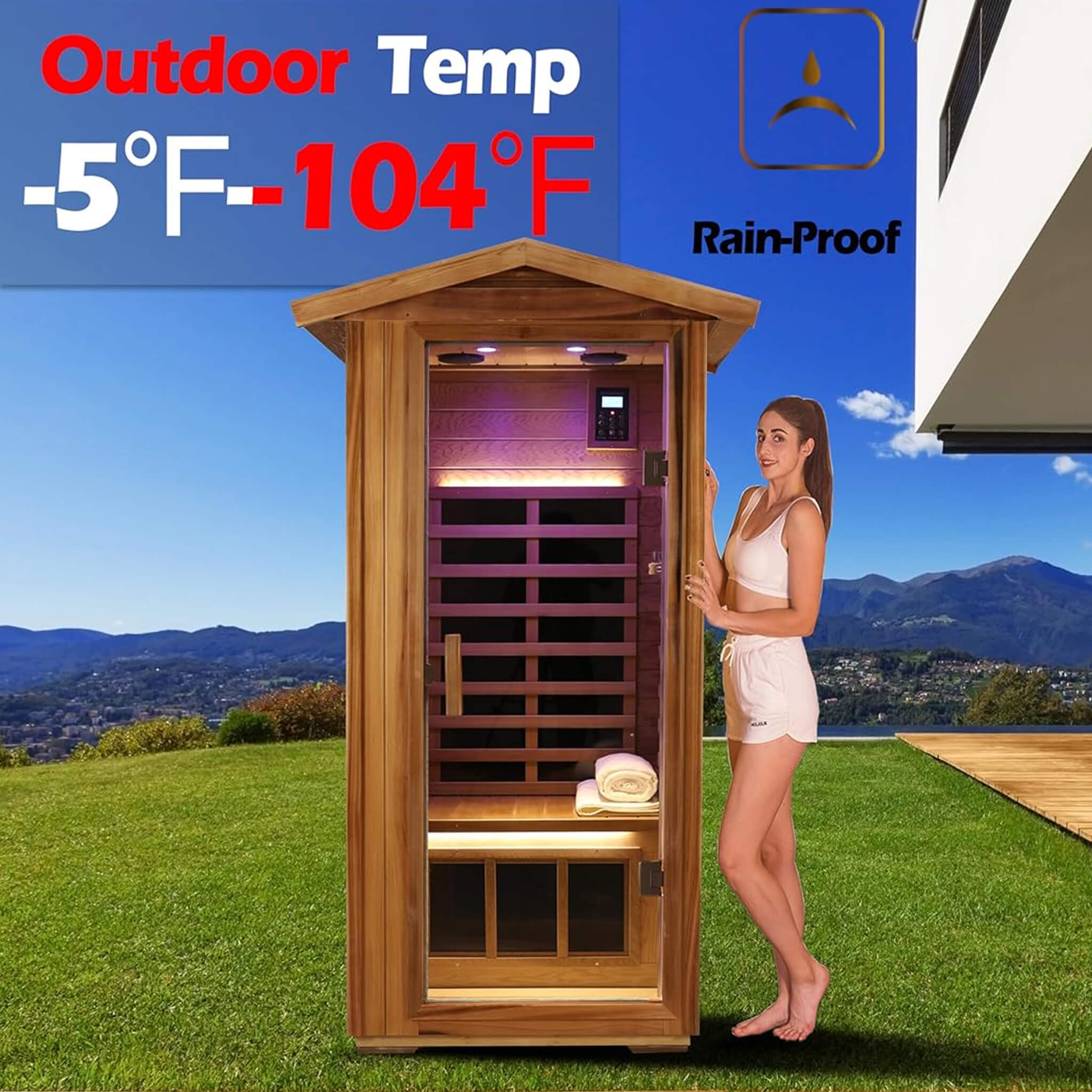 Thermora Xyra 1-Person Red Cedar Outdoor Infrared Sauna