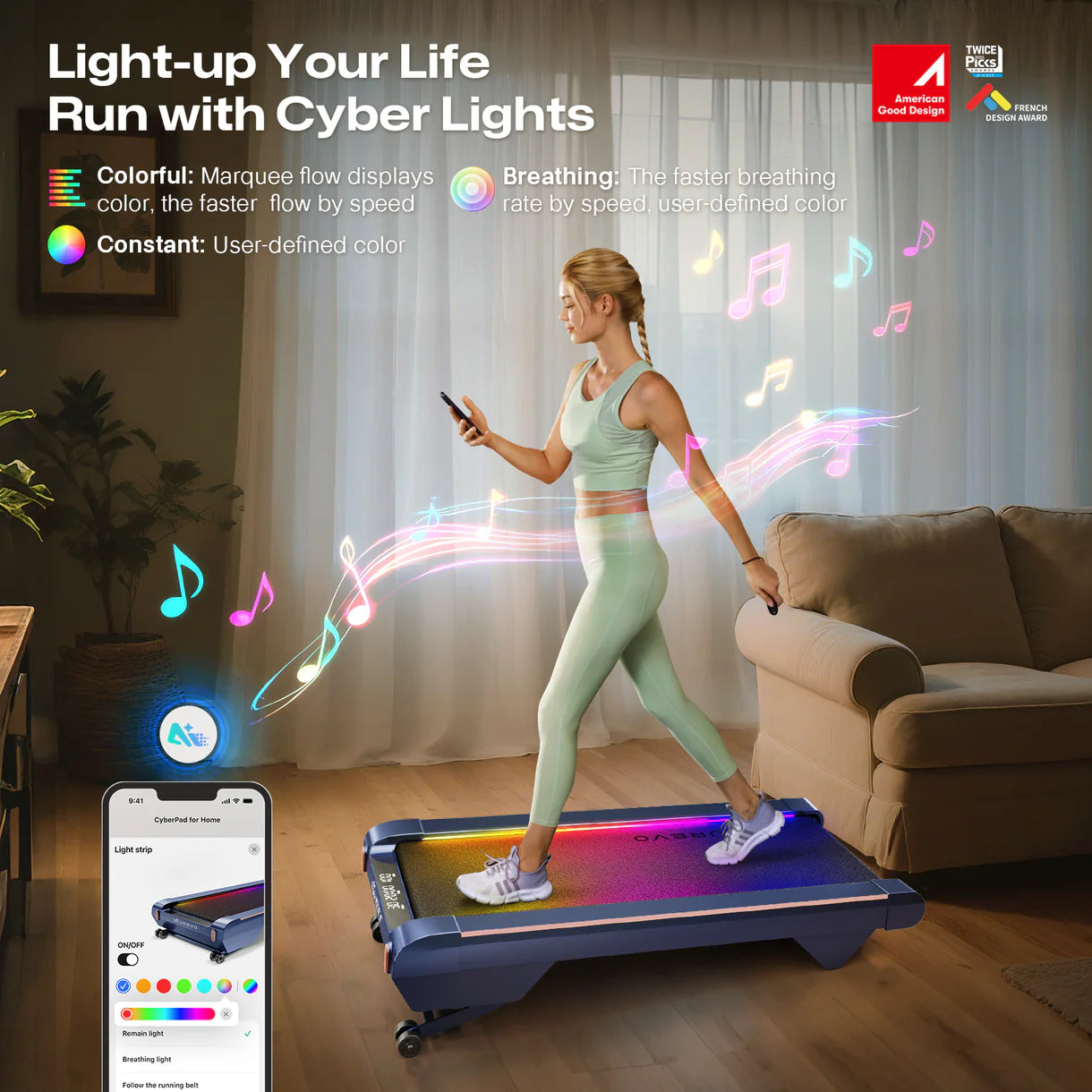 UREVO CyberPad AI-Powered Walking Pad With Dynamic Incline