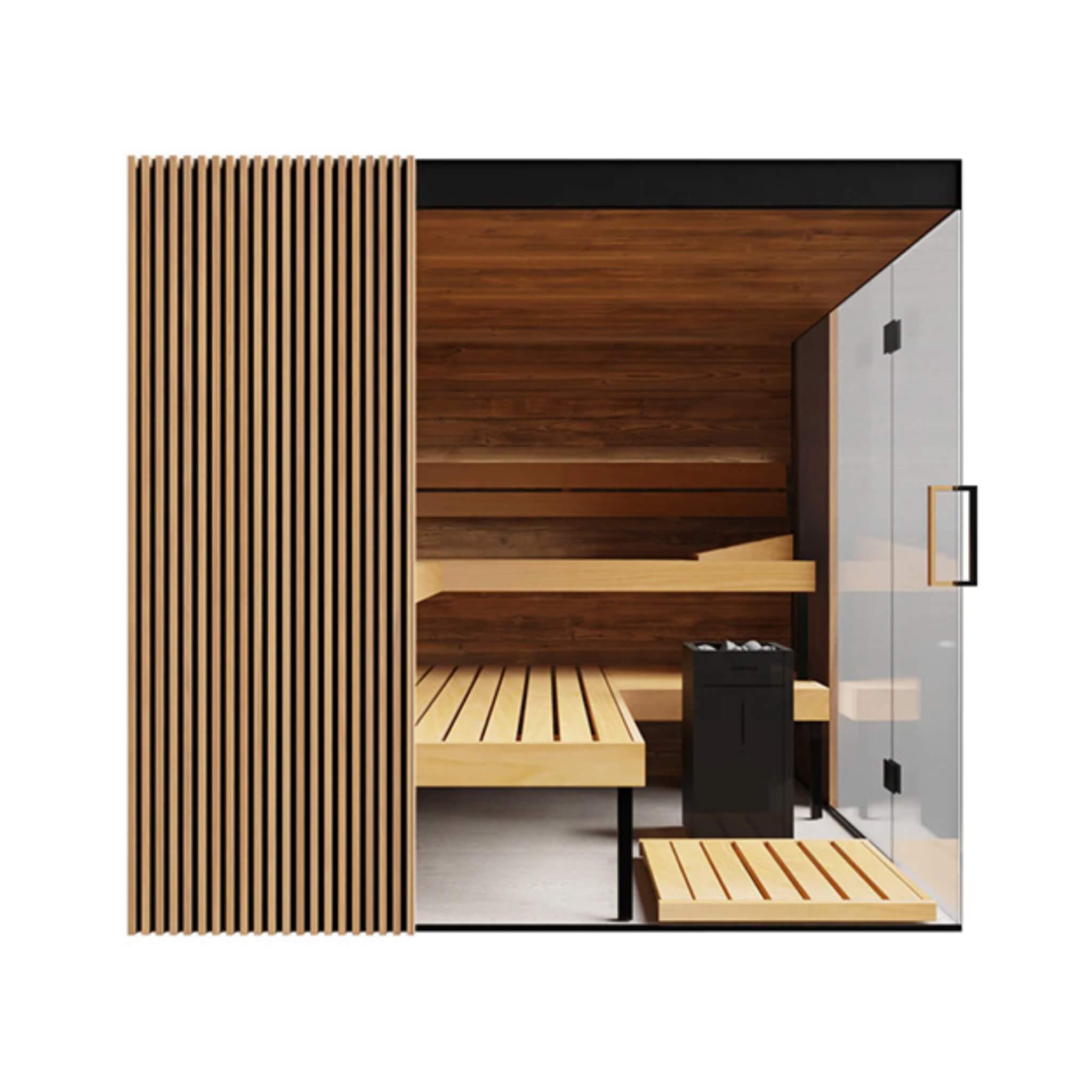 ThermaSol Aalto Indoor Panoramic Glass Sauna Cabin (4-Person)