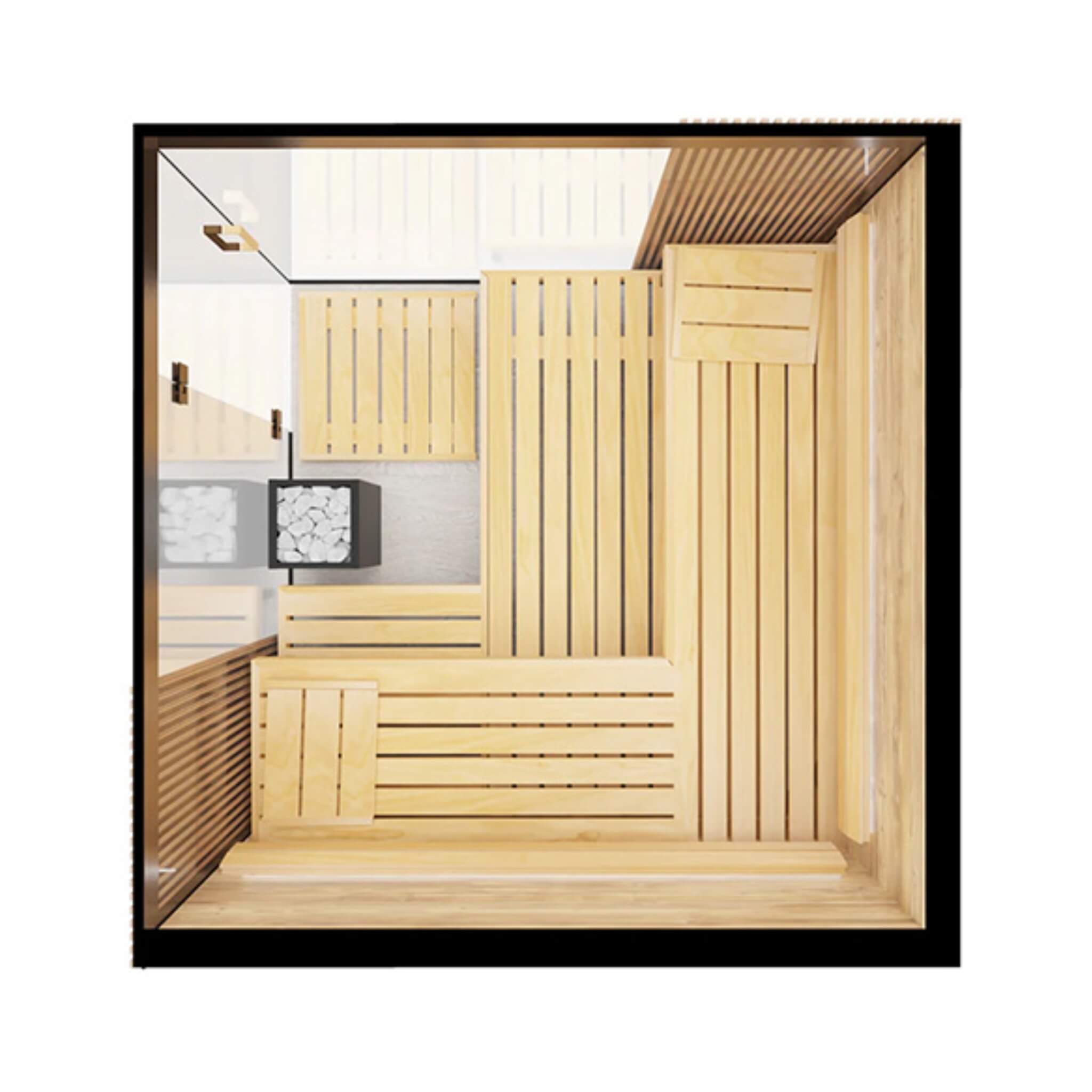 ThermaSol Aalto Indoor Panoramic Glass Sauna Cabin (4-Person)