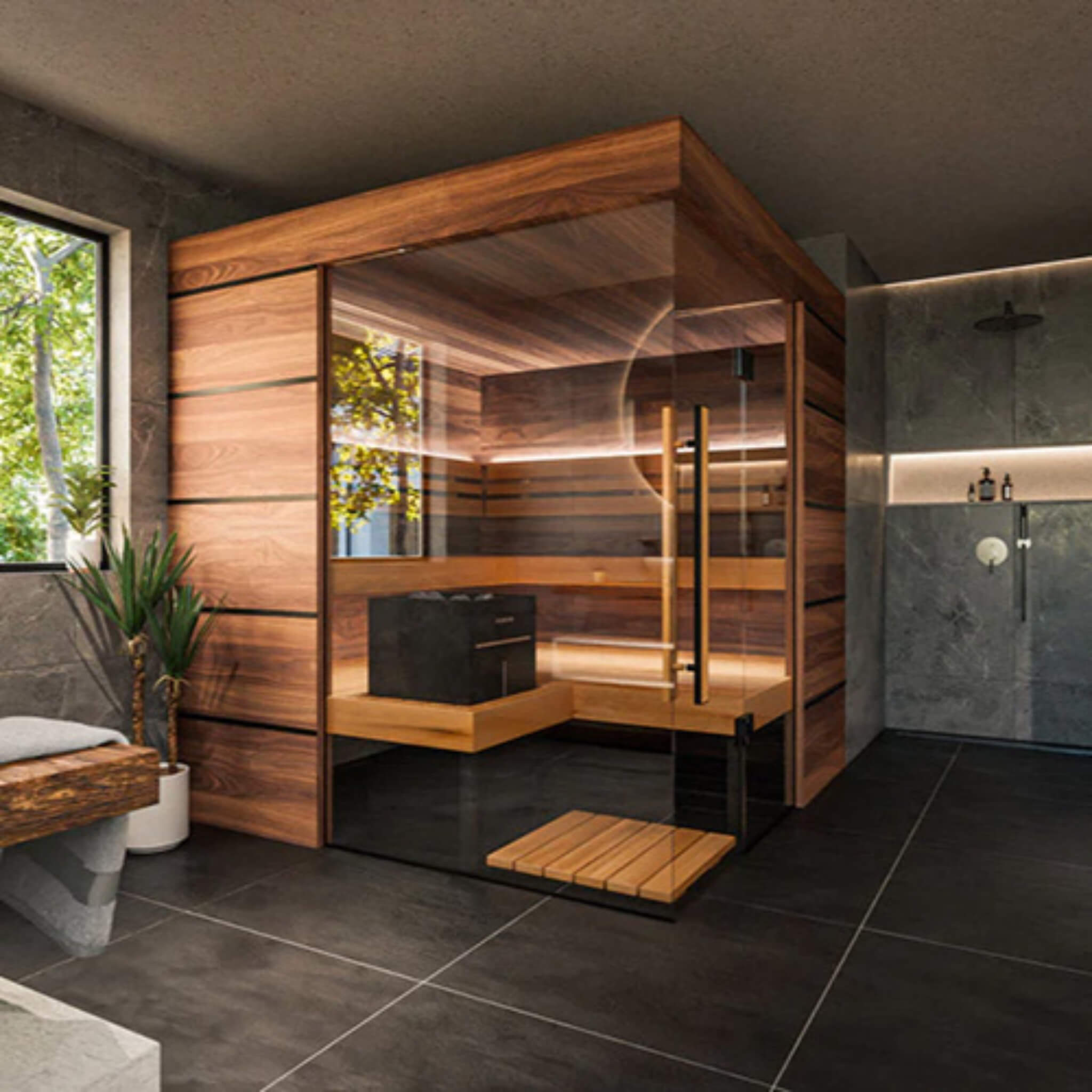 ThermaSol Astra Sauna Cabin - Corner Glass Design (4-Person)