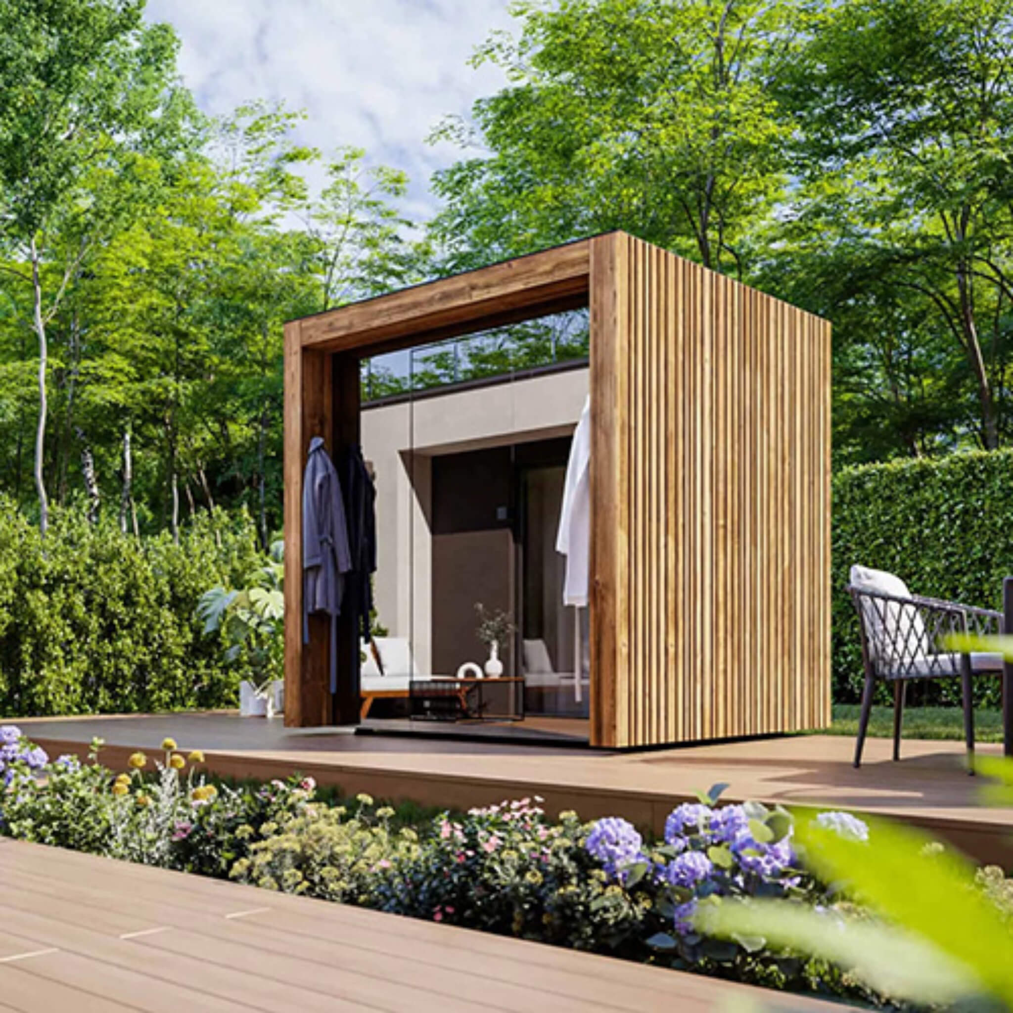 ThermaSol Fortis Outdoor Sauna Cabin - 4-person Architectural Sauna