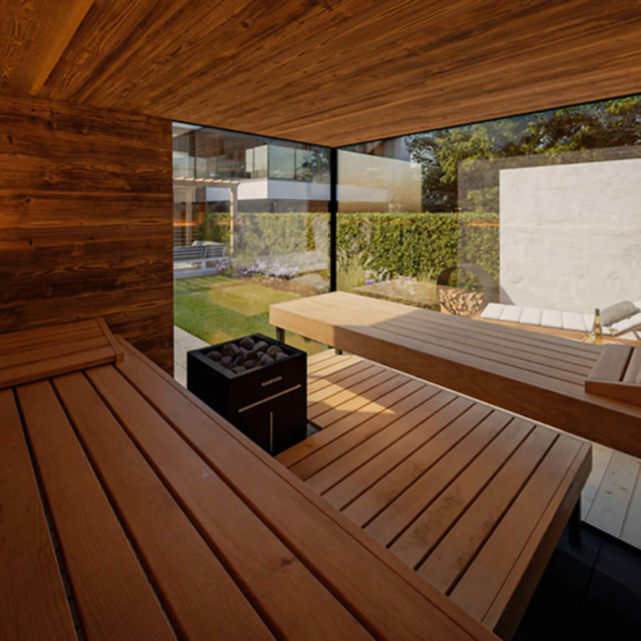 ThermaSol Ombra Outdoor Sauna Cabin - 5-Person with Integrated Lounge
