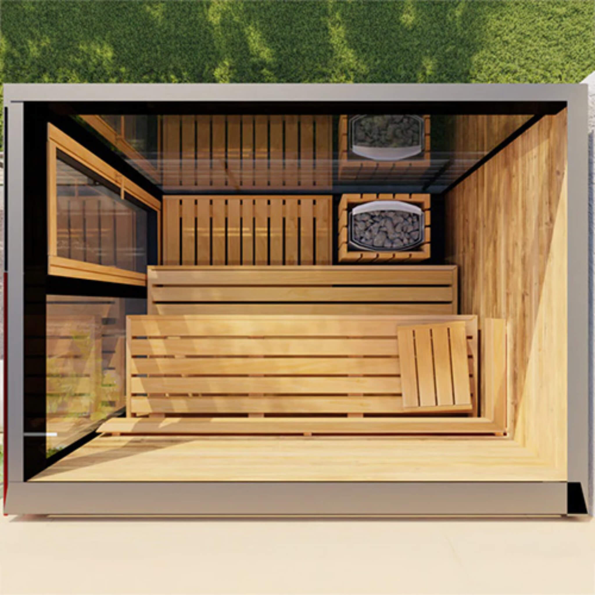 ThermaSol Vera Outdoor Sauna Cabin - Compact Mirrored Glass (3-Person)
