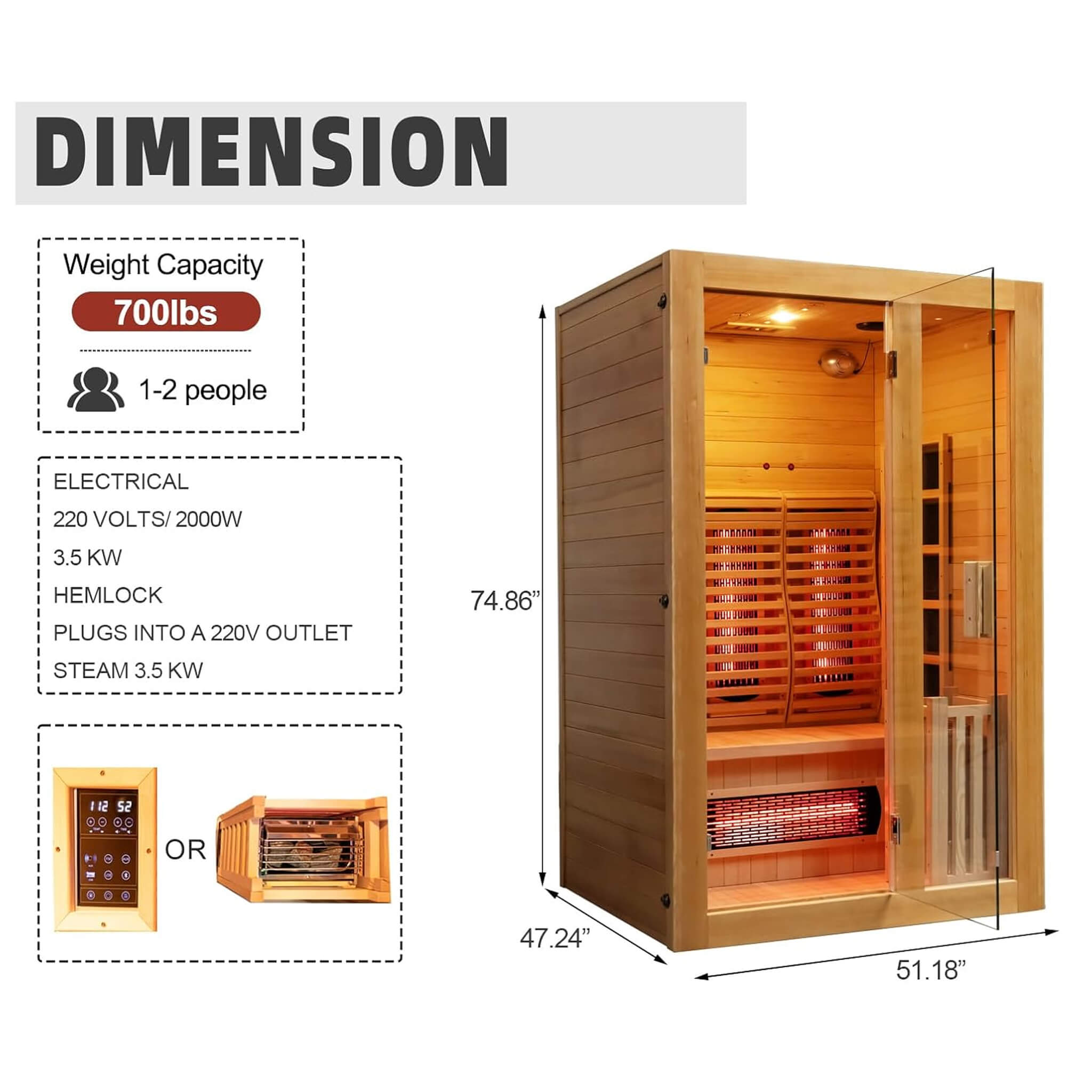 Rövia Luma 2-Person Hybrid Sauna